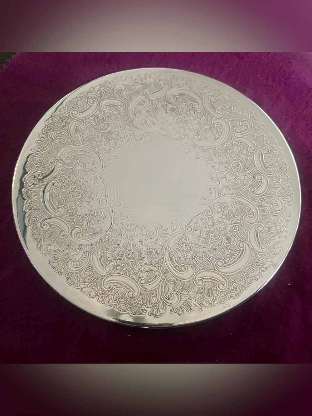 Silver-plated Serving & Teapot Trivet | English Floral Pattern | Felt Bottom